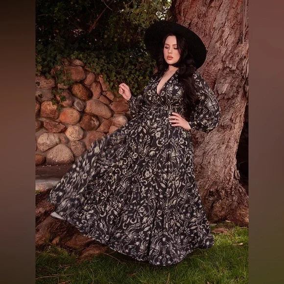 Belladonna Maxi Dress in Cottage Witch Toile Print NWT XL - Picture 3 of 10